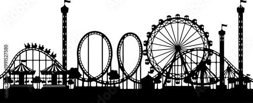 Entertainment horizontal banner, amusement park rides Vector Art