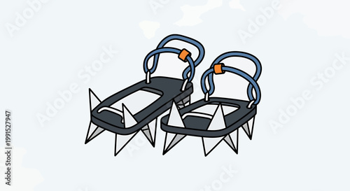 Crampons for hiking and climbing gear.