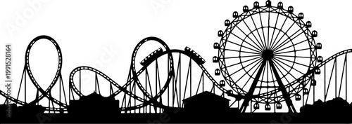 Entertainment horizontal banner, amusement park rides Vector Art