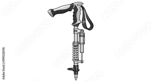 Detailed Illustration of a Trekking Pole for Hiking Adventures.