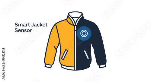 Smart jacket, wearable technology, sensor clothing, fashion innovation, yellow and blue design
