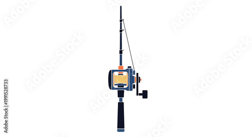 Detailed View of a Fishing Rod Isolated on White Background.