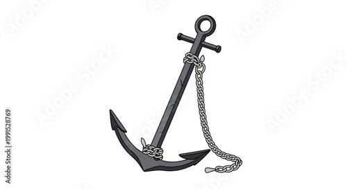 Detailed view of a nautical anchor.
