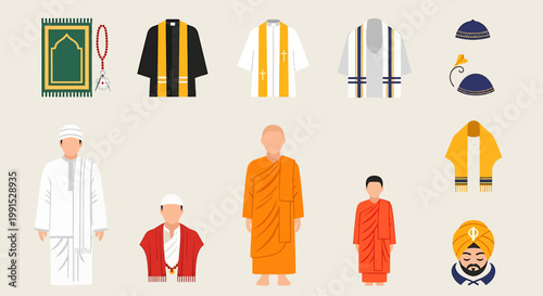 Diverse Religious Attire Collection - Symbolic Garments and Cultural Dress.