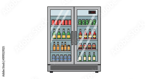 Double Door Beverage Refrigerator Unit.