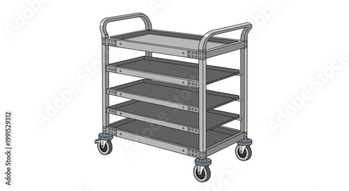 Durable Utility Cart with Multiple Shelves for Various Storage Needs.
