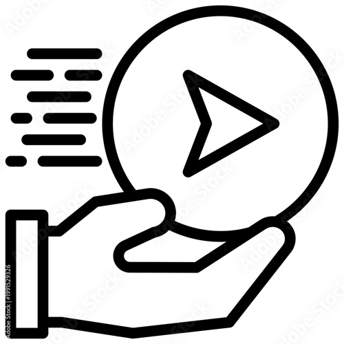 hand support service quickly fast send delivery simple line icon