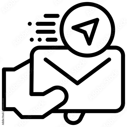 mail envelope fast quickly sending delivery service support simple line icon