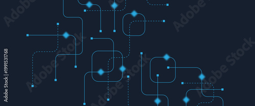 Abstract digital AI circuit board background with tech icons. Digital technology motherboard texture design. Engineering circuit board concept for poster, header, banner, website, presentation