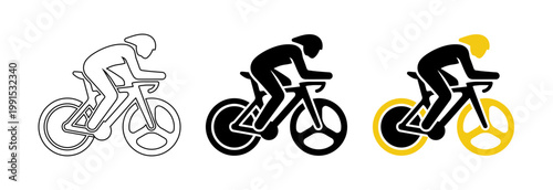 Professional Cycling and Triathlon Racing Vector Icons for Sports Competition and Athlete Performance