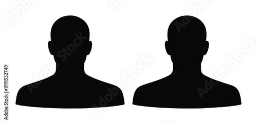 Set of 2 User Profile Head Silhouettes Black Vector
