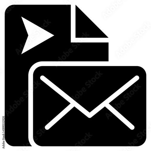 paper document report mail envelope message send delivery solid glyph icon