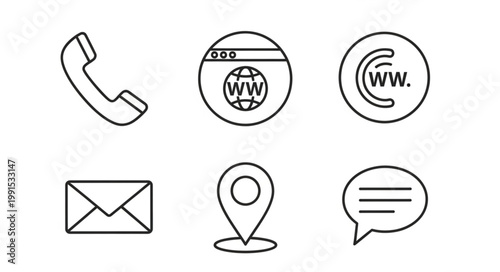 Set of communication and contact icons for web and mobile applications.