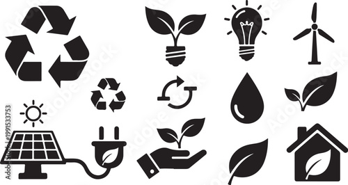 Eco Friendly Icons for Sustainable Living Concepts