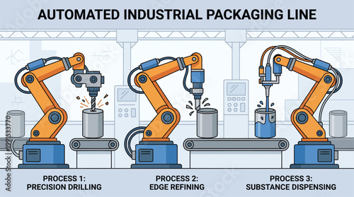 Automated robotic processes in industrial packaging operations
