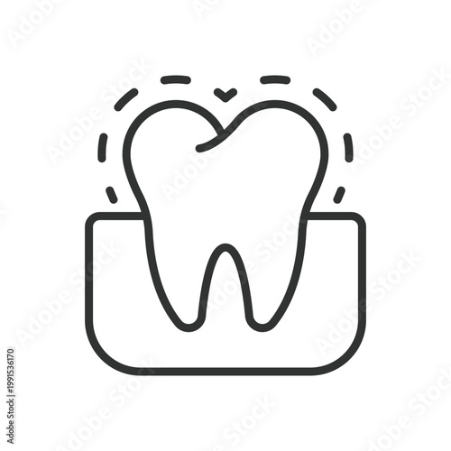 Tooth sensitivity vibration, icon in line design. tooth, sensitivity, vibration, dental, pain, nerve, discomfort on white background vector. tooth sensitivity vibration editable stroke icon