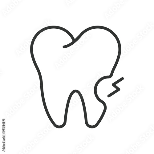 Tooth pain concept, icon in line design. tooth, pain, dental, cavity, sensitivity, ache, oral on white background vector. tooth pain concept editable stroke icon