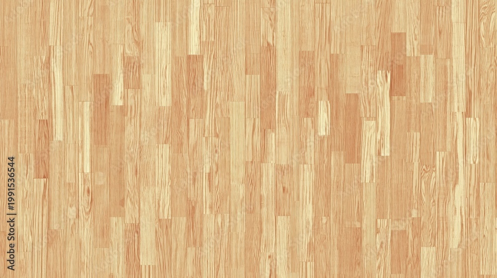 Fototapeta premium Light wooden parquet floor with varied rectangular planks, showing natural grain and texture in a warm beige tone.