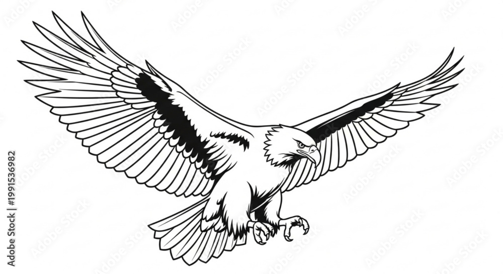 Obraz premium Majestic Eagle Soaring with Wings Spread Wide in a Powerful Display of Freedom and Strength
