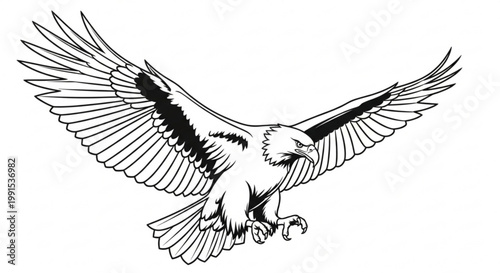 Majestic Eagle Soaring with Wings Spread Wide in a Powerful Display of Freedom and Strength