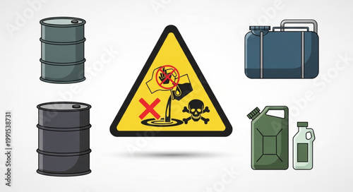 Hazardous Material Warning Sign and Containers.