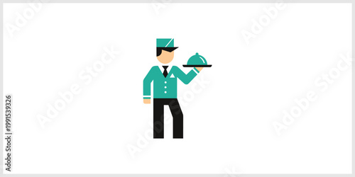 Waiter Holding Food Tray Icon