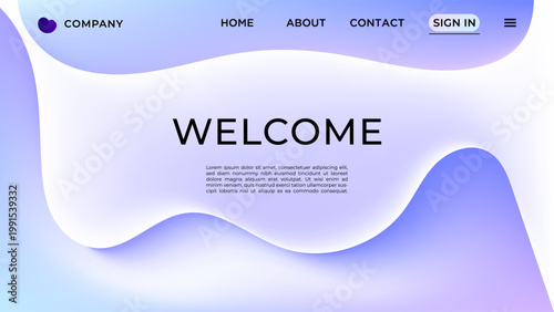 Abstract Background With Landing Page Style Hand Drawn Organic Shapes Purple Blue Gradient Color Website Design Vector. Ideal for Social Media Posts, Website Banners, Presentations, Branding 