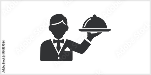 Waiter Serving Food Under Cloche Icon