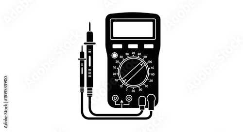 Multimeter with test lead connected.