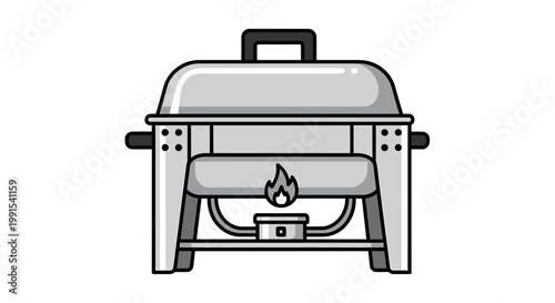 Elegant Chafing Dish Illustration for Buffet Service and Catering Events.