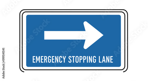 Emergency Stopping Lane Sign Directing Traffic on Roadway.