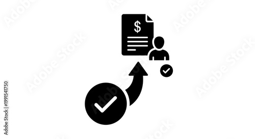 Financial Approval Process - Document, Person, and Checkmark Icon.