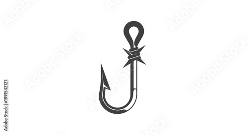 Fishing hook with barbed wire wrapped around the eye.