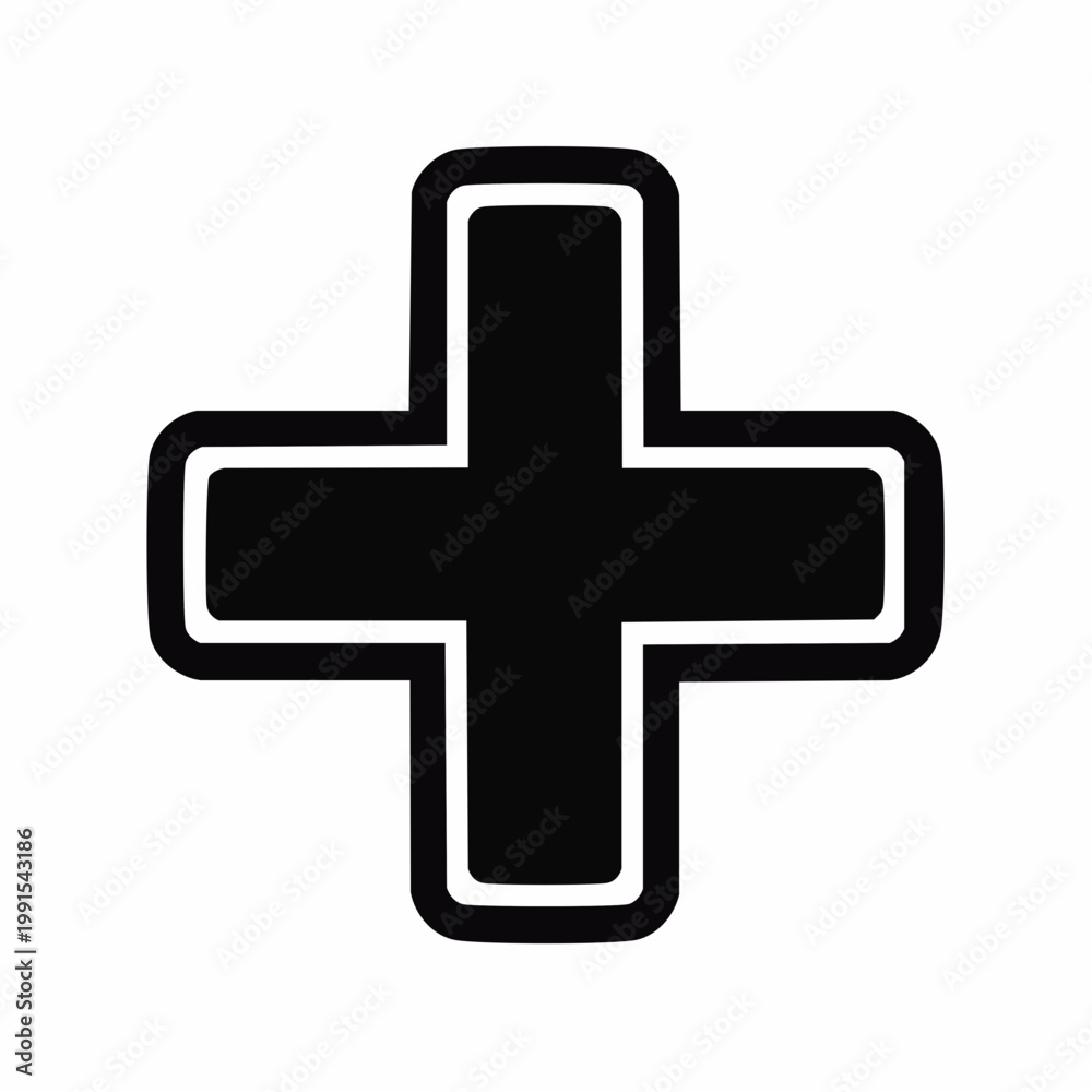 Obraz premium Black medical cross symbol icon vector illustration