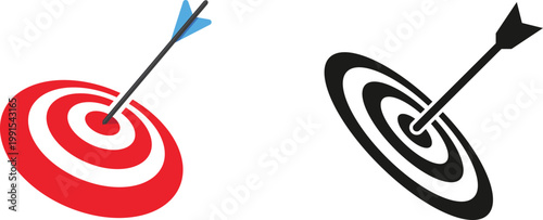 Target icon set.Target Line Icon Design, Editable Stroke, Pixel Perfect, Stock Illustration. Goal symbol collection. Simple target with arrow. Darts icon. Hitting the bullseye icon line and flat style