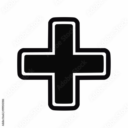 Black medical cross symbol icon vector illustration