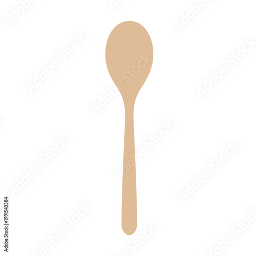 A simple, light brown wooden spoon, a versatile utensil for cooking and baking, isolated on a white background