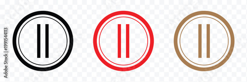 Pause sign. Dark gray icon on transparent background. Pause icon . Vector Illustration . EPS 10 .