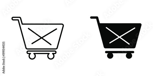 Shopping cart icons with a prohibition symbol indicating unavailability or restrictions