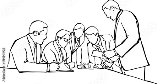 Business Professionals Reviewing and Signing Official Documents