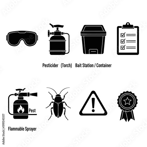 Pest control team prepares equipment for extermination process outdoors today