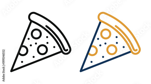 Pizza slice line icon. Pizzeria food sign. Fast food symbol. Quality design element. Line style pizza icon. Editable stroke. Vector