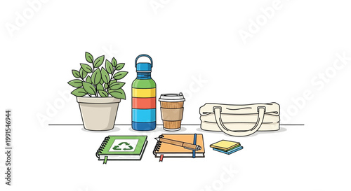 Eco friendly lifestyle reusable items zero waste vector illustration