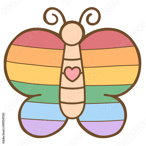 Cute Pride Month Rainbow Butterfly clipart png