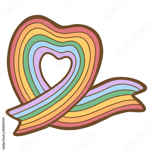 Cute Pride Month Rainbow Ribbon Heart clipart png