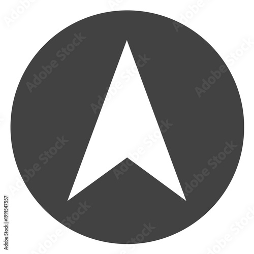 Charcoal Compass Navigation Arrow Icon PNG – Minimalist Charcoal North Direction Symbol with Transparent Background