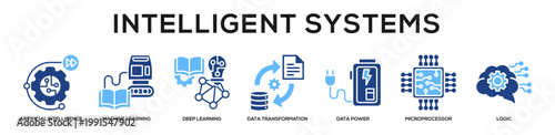 glyphcolor - Intelligent Systems web banner icon vector illustration concept