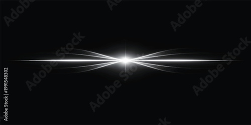 Abstract Symmetrical Light Beam Convergence, Futuristic Energy Flow Lines, Minimal Glowing Wave Technology Background with Copy Space