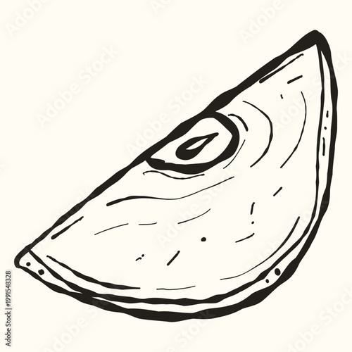 Sliced Apple Fruit Wedge, Hand-Drawn Ink Sketch for Healthy Snack and Nutrition Design