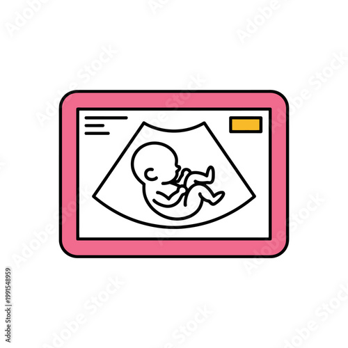 Baby Ultrasound Scan Medical Pregnancy Illustration